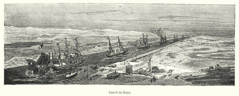 Navi che attraversano il Canale di Suez, Egitto da European School