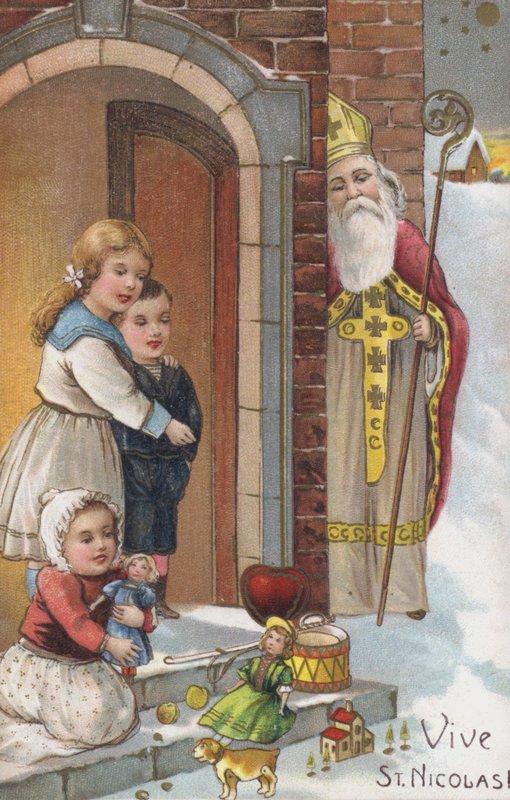 Biglietto di auguri per la festa di San Nicola (chromolitho) da European School