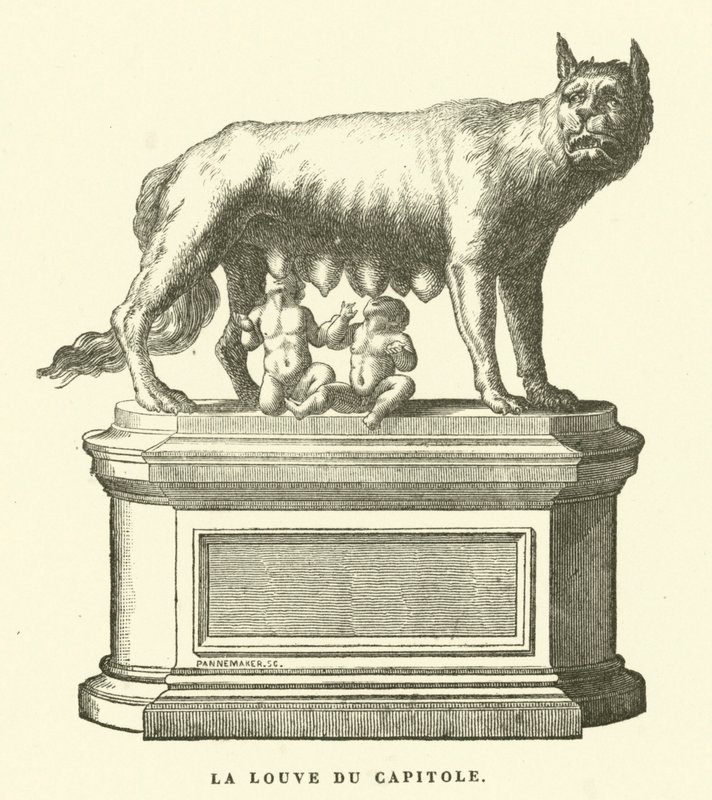 La Lupa Capitolina, scultura in bronzo che raffigura la lupa che allatta Romolo e Remo, i gemelli fondatori di Roma da European School