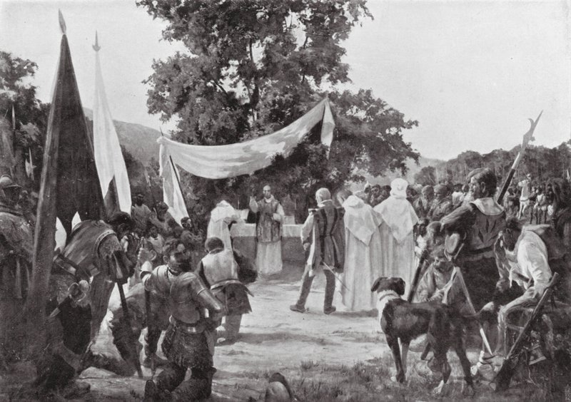 La prima Messa celebrata in Cile (litografia) da European School