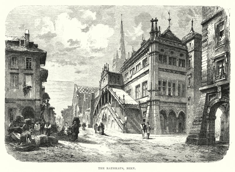 Il Rathaus, Berna (incisione) da European School