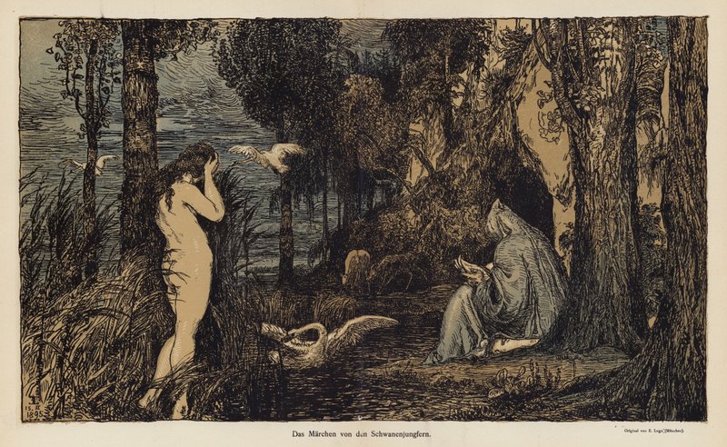 La storia della Vergine Cigno (litografia a colori) da European School