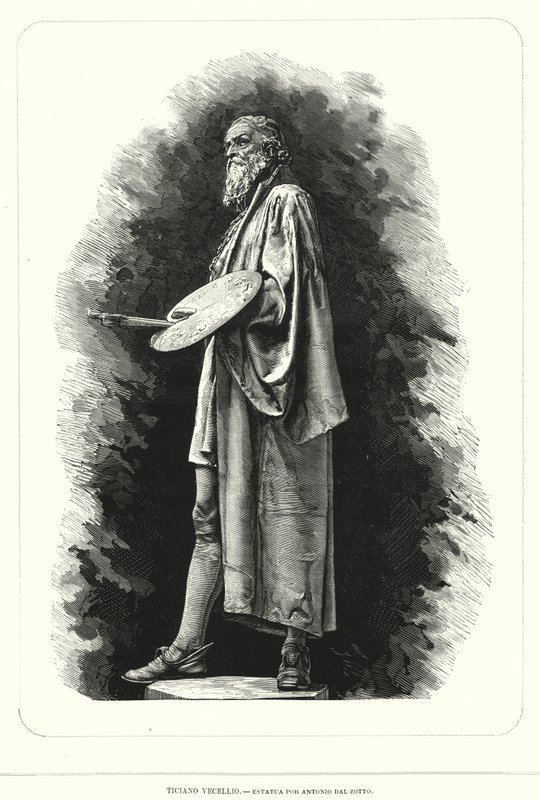 Tiziano, artista del Rinascimento italiano, statua di Antonio dal Zotto da European School