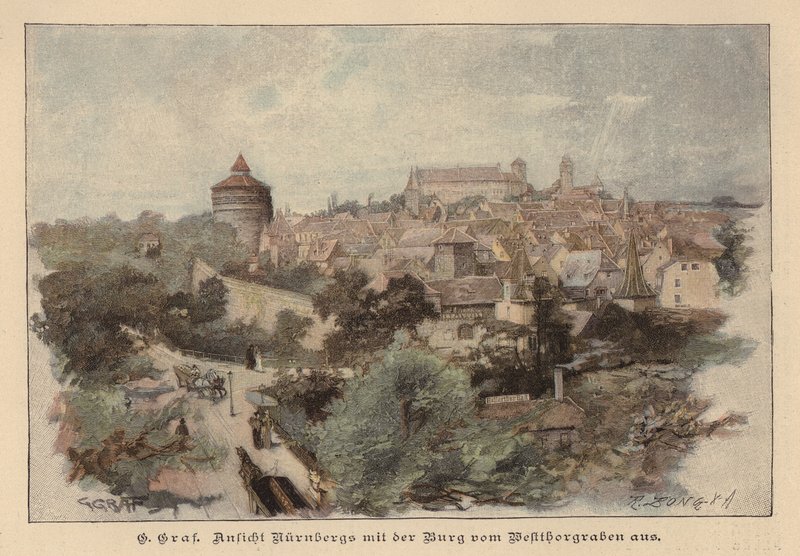 Vista di Norimberga e del suo castello, Germania da European School