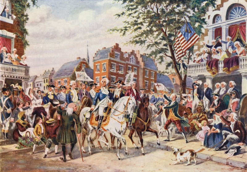 Ingresso di Washington a New York (litografia a colori) da European School