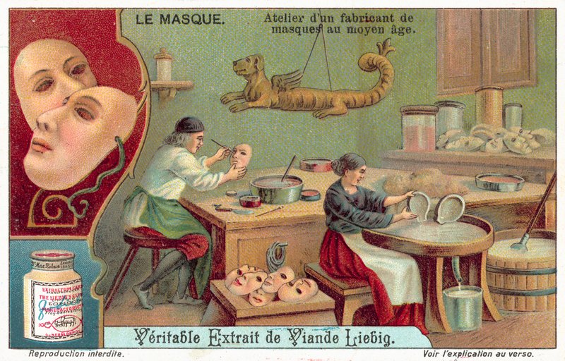 Officina di un fabbricante di maschere medievali da European School