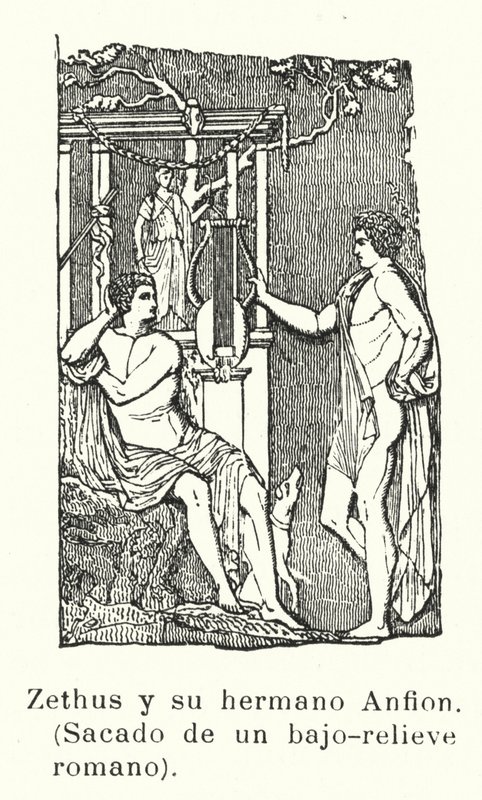 Zeto e Anfione, figli gemelli di Zeus, bassorilievo romano da European School