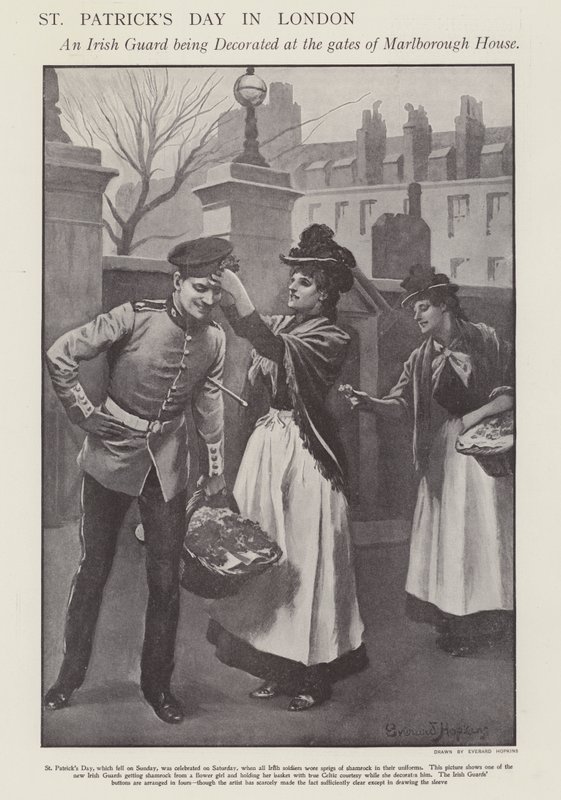 Giorno di San Patrizio a Londra (litografia) da Everard Hopkins