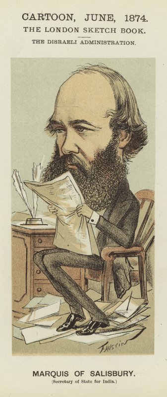 Caricatura del Marchese di Salisbury (litografia a colori) da Faustin (b.1847)
