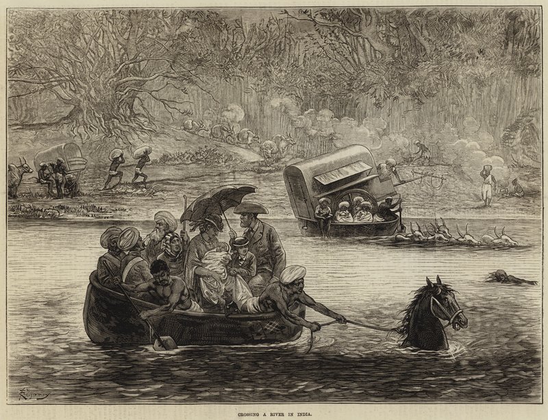 Attraversamento di un fiume in India da Felix Regamey