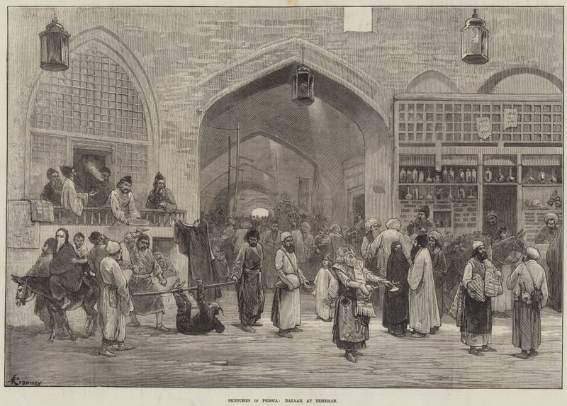 Schizzi in Persia, Bazar a Teheran da Felix Regamey