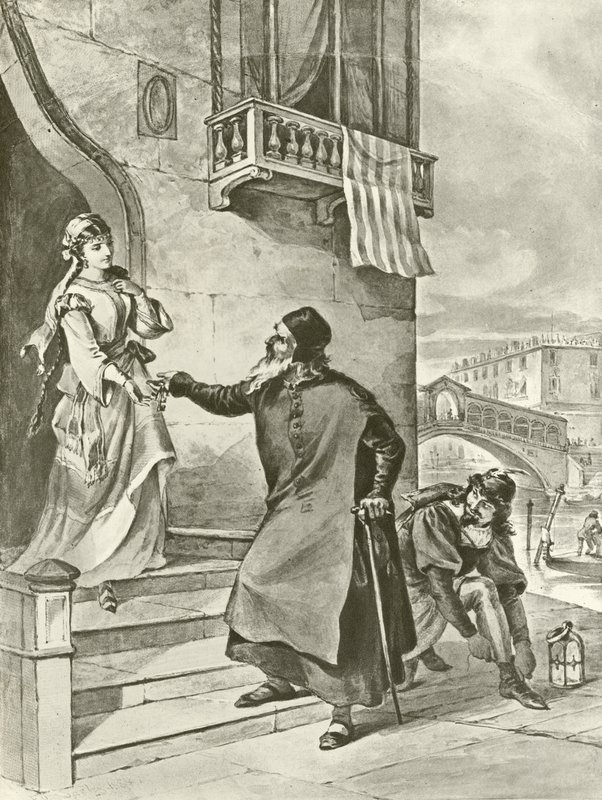 Il Mercante di Venezia. Atto II, Scena V da Felix Octavius Carr Darley