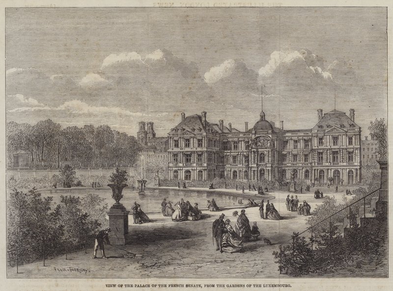 Veduta del Palazzo del Senato Francese, dai Giardini del Lussemburgo da Felix Thorigny