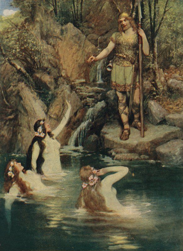 Le tre fanciulle nuotavano vicino alla riva da Ferdinand Lecke