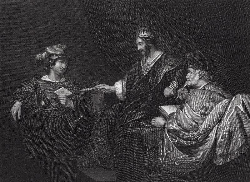 Davide invia una lettera a Joab tramite Uria, II Samuele, Cap XI, v 14 da Ferdinand (after) Bol