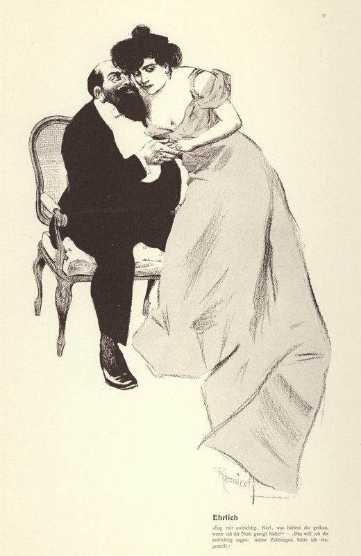 Uomo con la sua amante (litografia) da Ferdinand von Reznicek