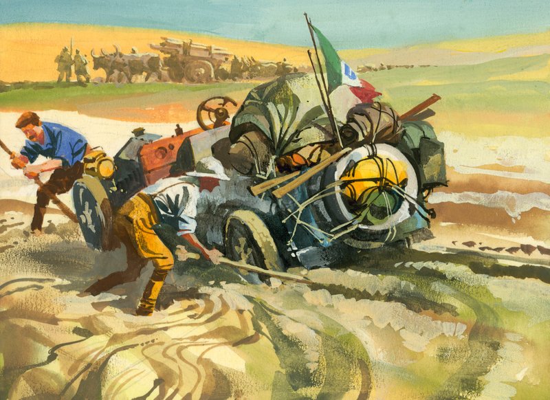 Gara automobilistica delle diecimila miglia (gouache su carta) da Ferdinando Tacconi