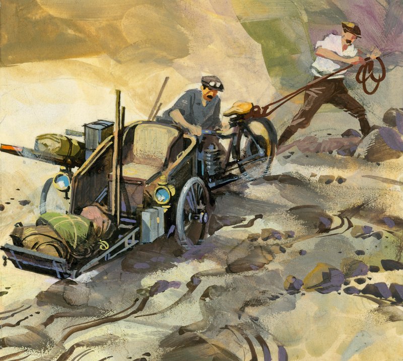 Gara automobilistica delle diecimila miglia (gouache su carta) da Ferdinando Tacconi