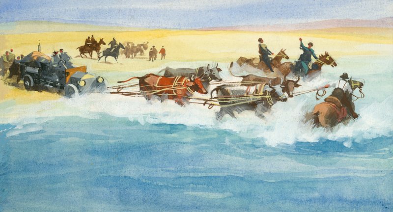 Gara automobilistica delle diecimila miglia (gouache su carta) da Ferdinando Tacconi