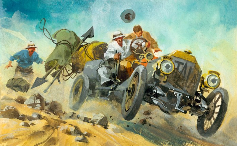 Gara automobilistica delle diecimila miglia (gouache su carta) da Ferdinando Tacconi