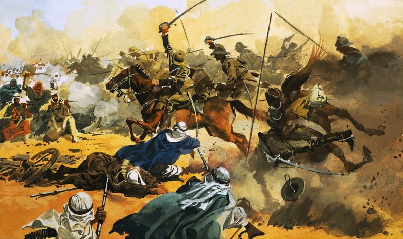 Il 21° Lancieri guida la battaglia contro la roccaforte araba di Omdurman nel 1897 da Ferdinando Tacconi