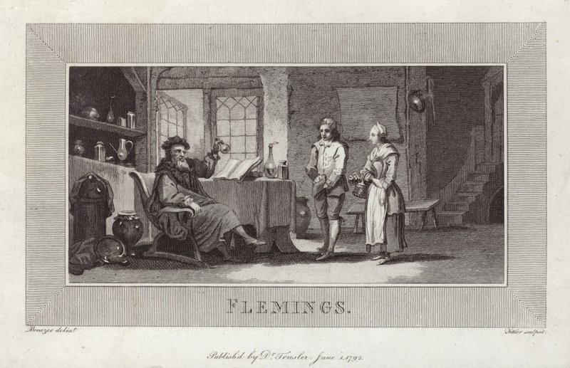 Fiamminghi. Incisione di servi e padrone. da Flemish School