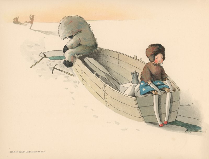 Illustrazione per Le avventure polari di Golliwogg da Florence K. Upton