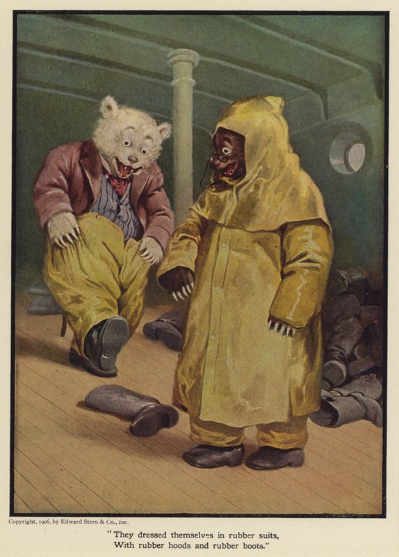 Si sono vestiti con tute di gomma, con cappucci di gomma e stivali di gomma da Floyd V. Campbell