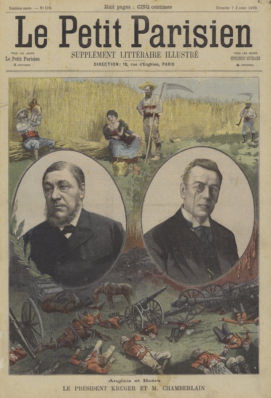 Britannici e boeri: il presidente Kruger del Transvaal e Joseph Chamberlain, Segretario di Stato britannico per le Colonie da Fortune Louis Meaulle