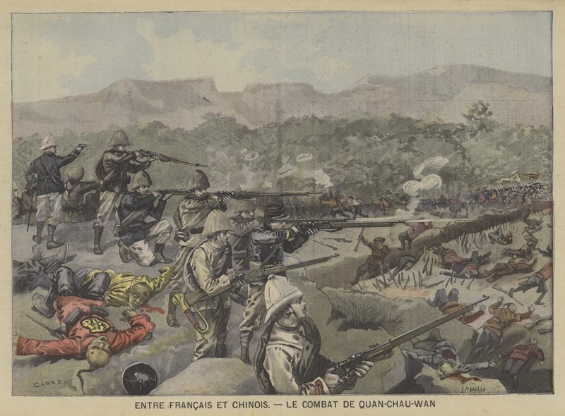 Combattimenti tra truppe francesi e cinesi nella battaglia di Guangzhouwan da Fortune Louis Meaulle