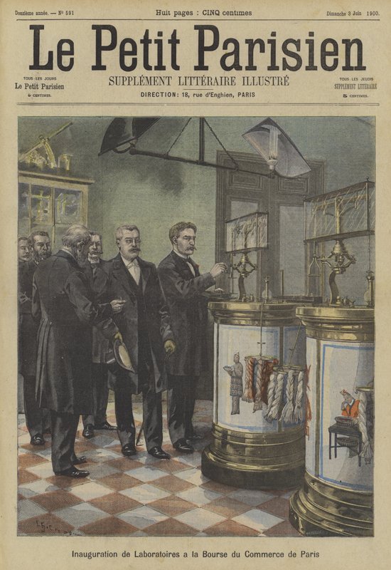 Inaugurazione dei laboratori alla Borsa delle Merci di Parigi da Fortune Louis Meaulle