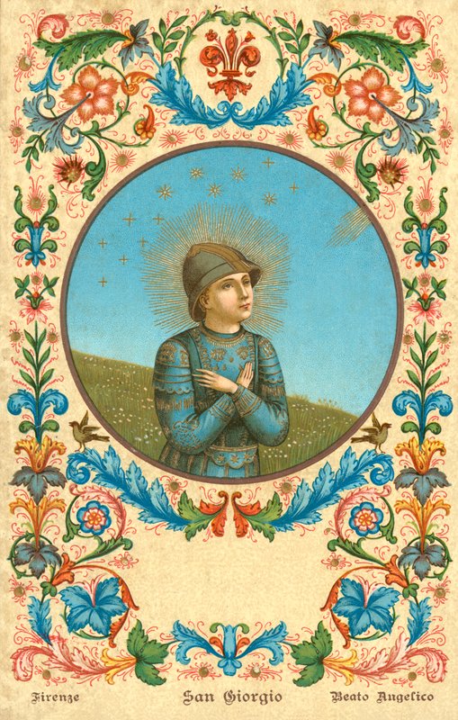 San Giorgio (cromolitografia) da Fra (after) Angelico