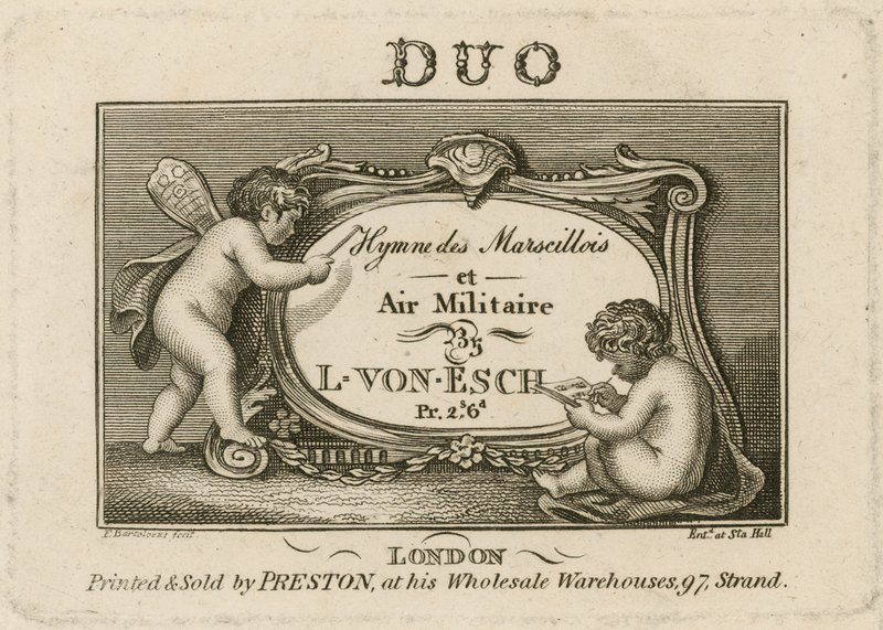 Tavola del titolo per Hymn des Marscillois et Air Militaire da Francesco Bartolozzi