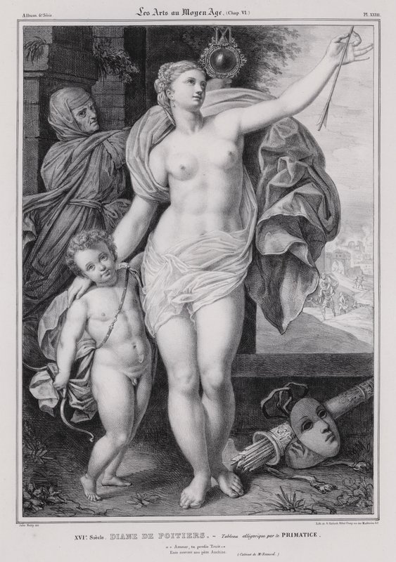 Dipinto allegorico di Diane de Poitiers, amante del Re Enrico II di Francia da Francesco Primaticcio