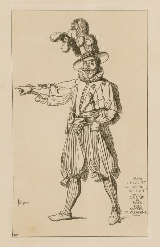 Jean le Grott di Lucerna, guardia del Papa, 1613 da Francesco Villamena