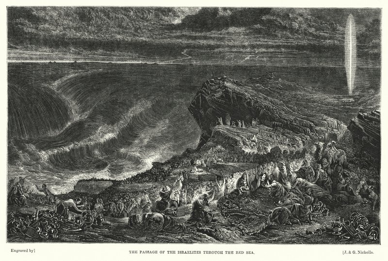 Il passaggio degli Israeliti attraverso il Mar Rosso (incisione) da Francis (after) Danby