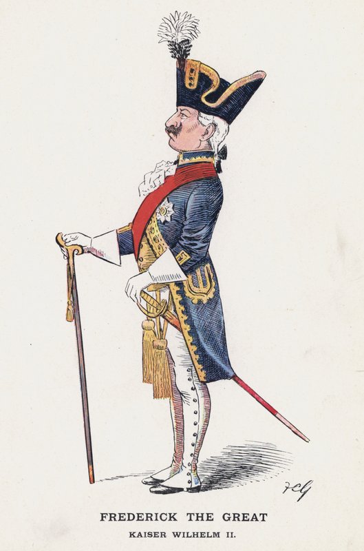 Federico il Grande, Kaiser Guglielmo II (litografia a colori) da Francis Carruthers Gould
