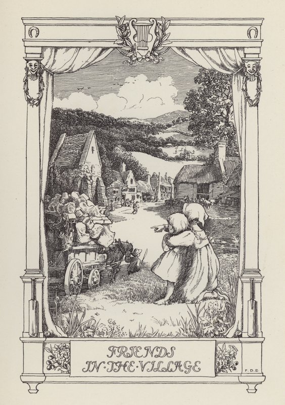 Un altro libro di versi per bambini: Amici nel villaggio (litografia) da Francis Donkin Bedford