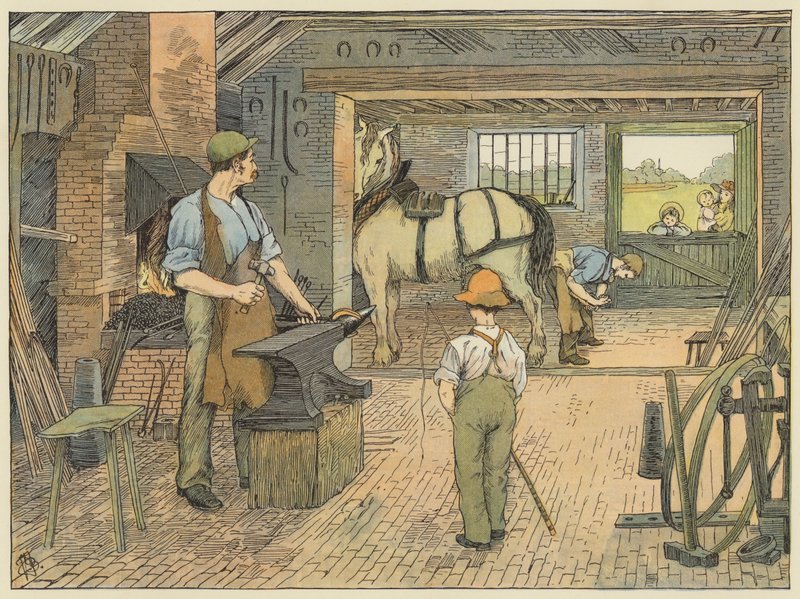 Fabbro (litografia a colori) da Francis Donkin Bedford