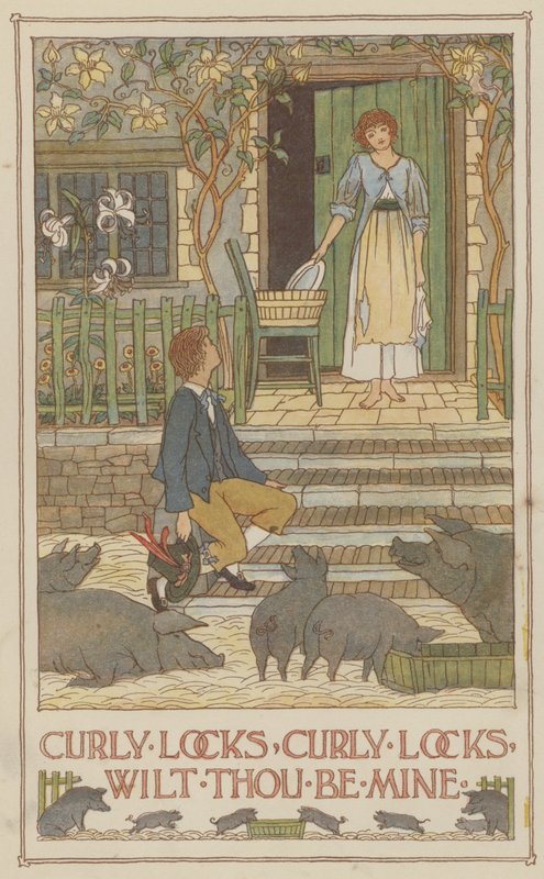 Riccioli, riccioli, vuoi essere mia (litografia a colori) da Francis Donkin Bedford