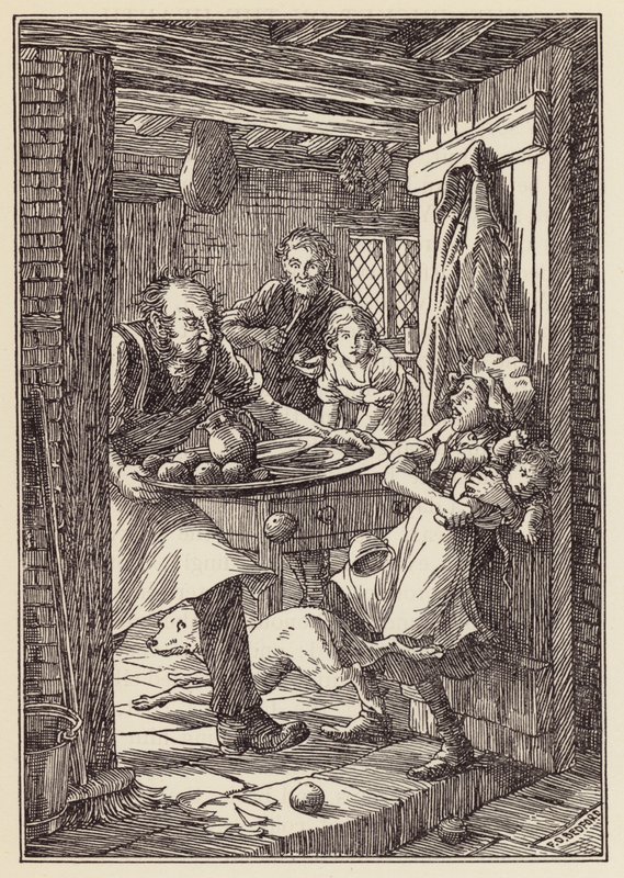 Illustrazione per Il grillo del focolare di Charles Dickens (litografia a colori) da Francis Donkin Bedford