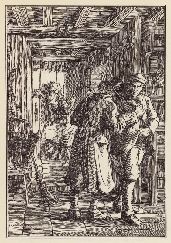 Illustrazione per Il grillo del focolare di Charles Dickens (litografia a colori) da Francis Donkin Bedford