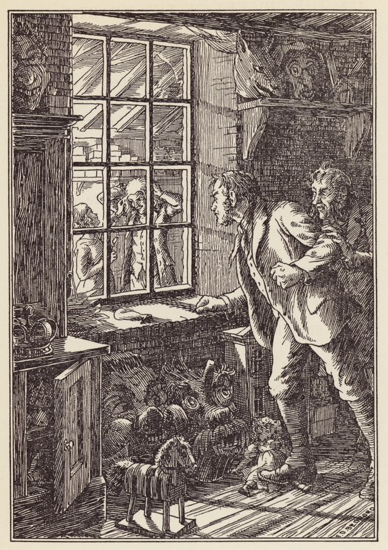 Illustrazione per Il grillo del focolare di Charles Dickens (litografia a colori) da Francis Donkin Bedford