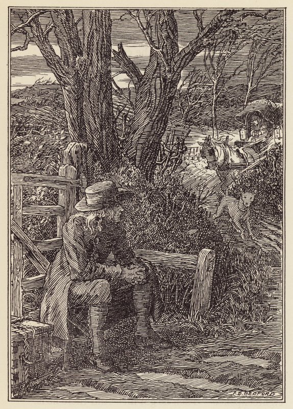 Illustrazione per Il grillo del focolare di Charles Dickens (litografia a colori) da Francis Donkin Bedford
