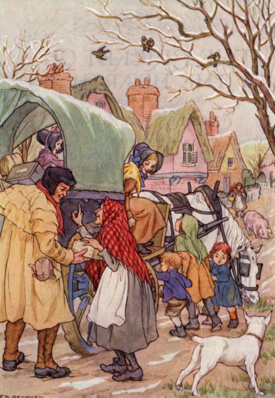 Illustrazione per Il grillo del focolare di Charles Dickens (litografia a colori) da Francis Donkin Bedford