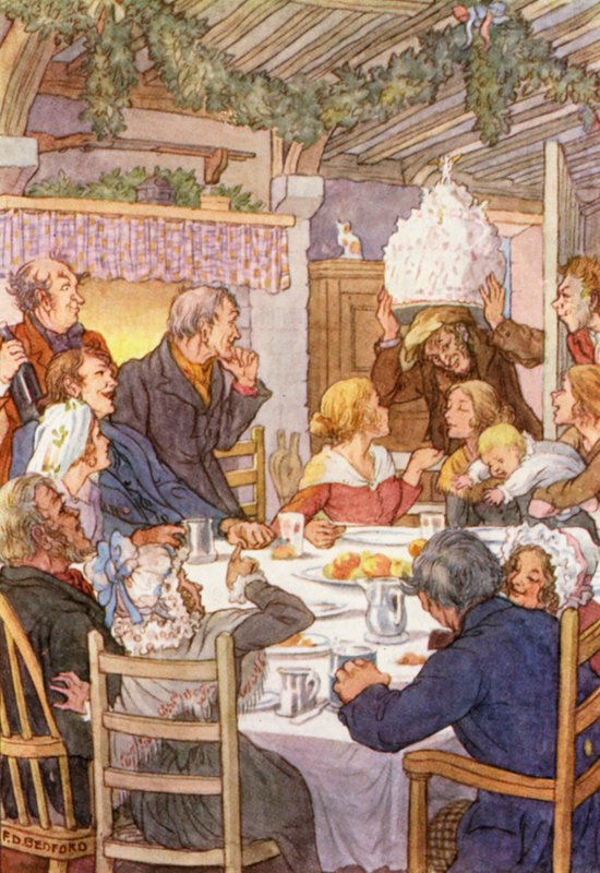 Illustrazione per Il grillo del focolare di Charles Dickens (litografia a colori) da Francis Donkin Bedford