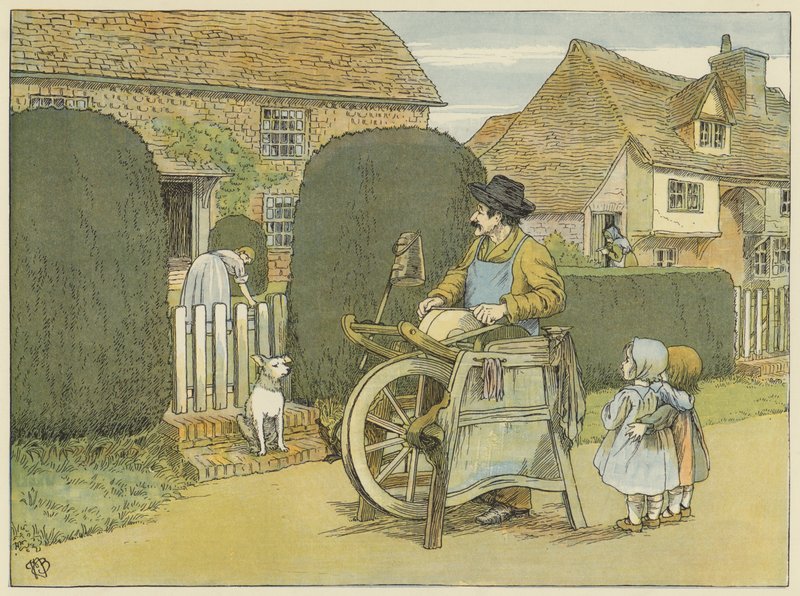 Macina coltelli (litografia a colori) da Francis Donkin Bedford