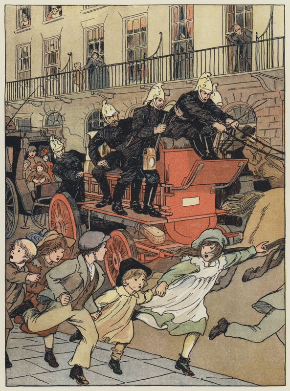 Londra: Un motore antincendio (litografia a colori) da Francis Donkin Bedford