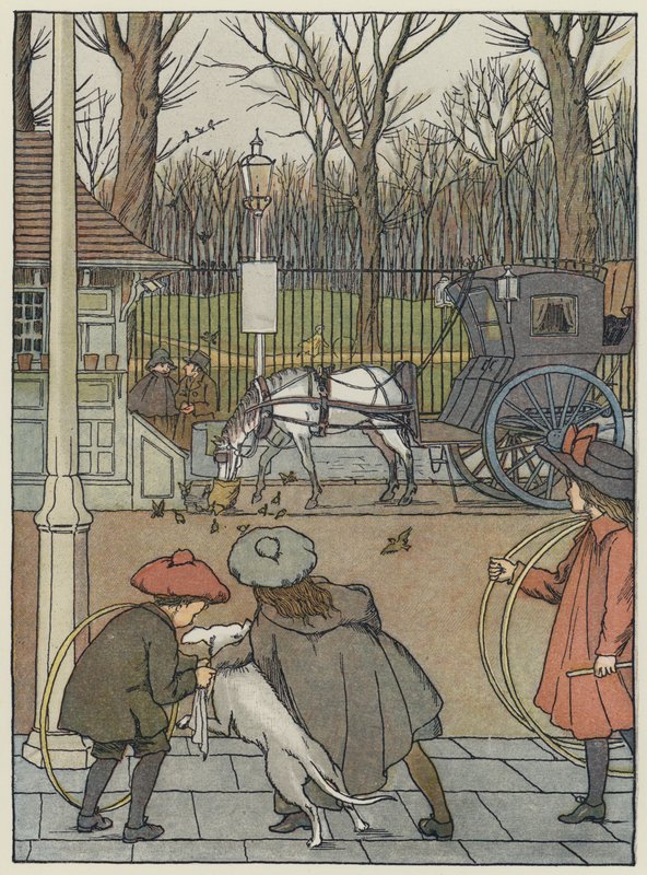 Londra: Passeri di Londra a cena (litografia a colori) da Francis Donkin Bedford