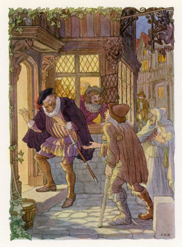Merrie England: Mendicanti di Bedlam (litografia a colori) da Francis Donkin Bedford